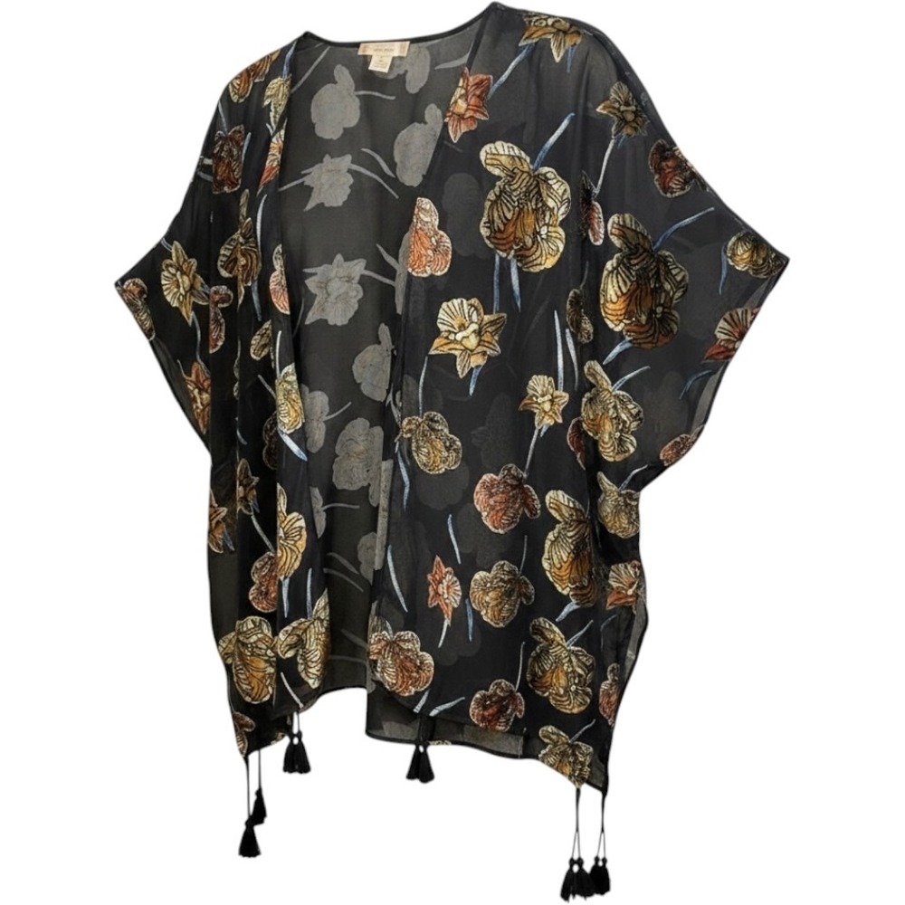 Japna Kimono Small Floral Velvet Burnout‎ Sheer Whimsigoth Dark Romantic Fairy